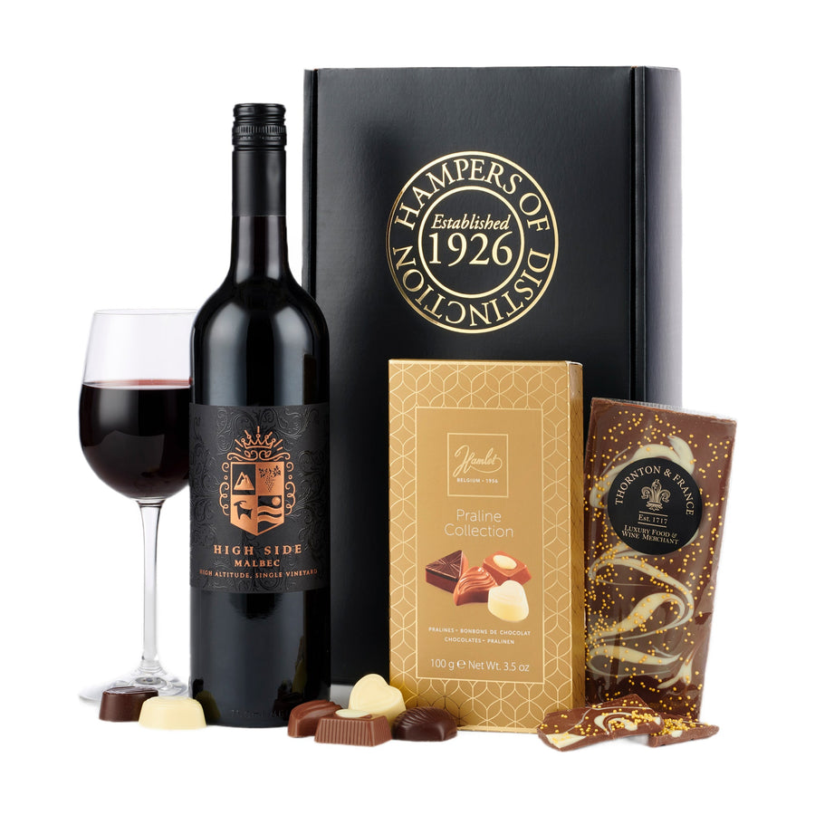 red wine and chocolates luxury gift hamper